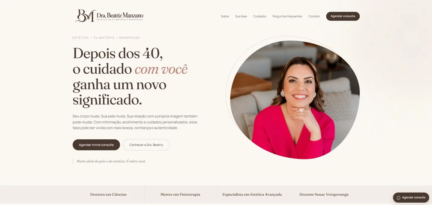 Página inicial do site da Dra. Beatriz Manzano