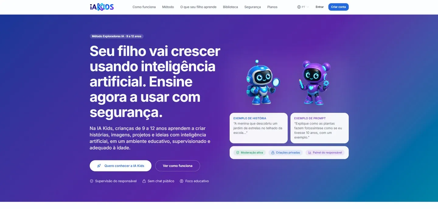 Página inicial da IA Kids