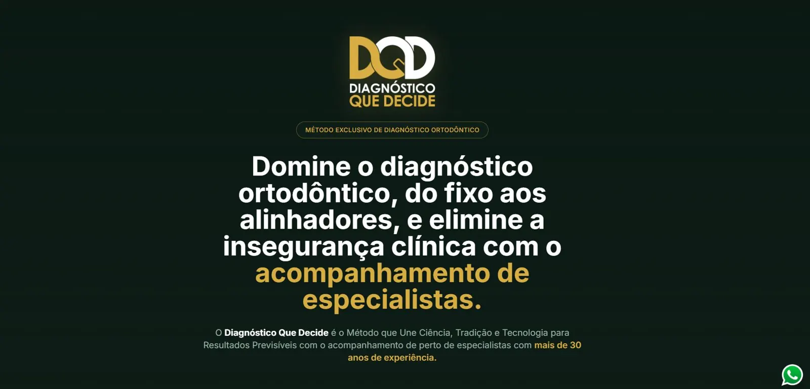Página de vendas da Semear Ortodontia