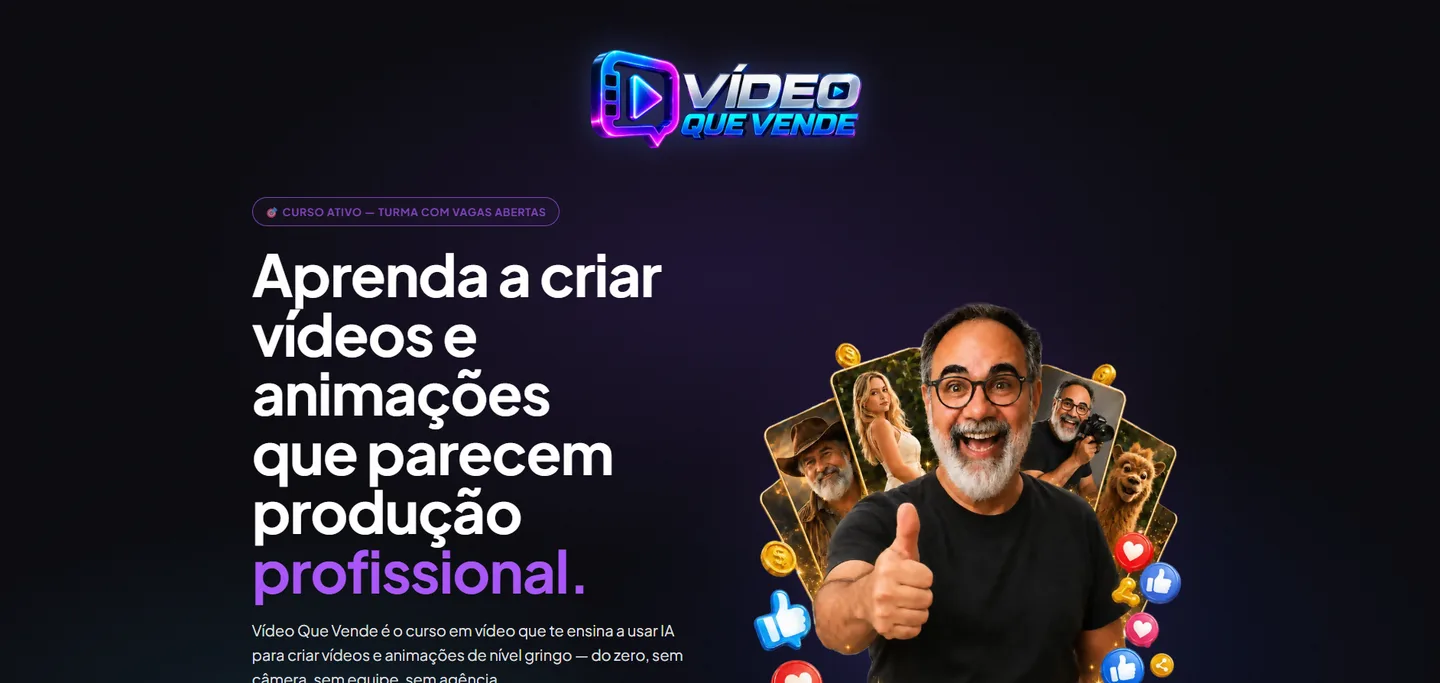 Página de vendas do curso Vídeo Que Vende